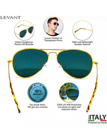 Oversized Levant Alfa Italian Designer Aviator Sunglasses - Sun Protection - Fashion Eyeglasses for Men and Women 58mm - CL19...