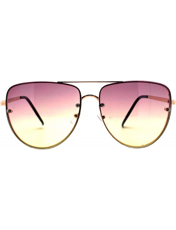 Aviator Womens Fashion Sunglasses Retro Ombre Color Lens Metal Rims UV 400 - Gold (Purple Yellow) - C218HM6EYHC $10.34