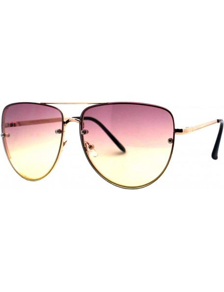 Aviator Womens Fashion Sunglasses Retro Ombre Color Lens Metal Rims UV 400 - Gold (Purple Yellow) - C218HM6EYHC $10.34