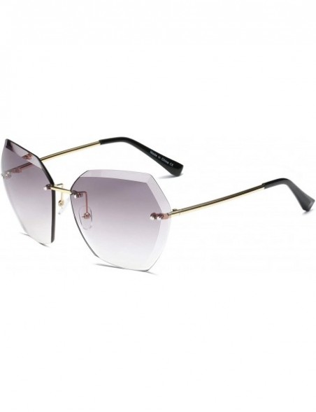 Cat Eye Women Rimless Cat Eye Oversized Transparent Lens UV Protection Fashion Sunglasses - Purple - CY18WR9TM0L $17.75