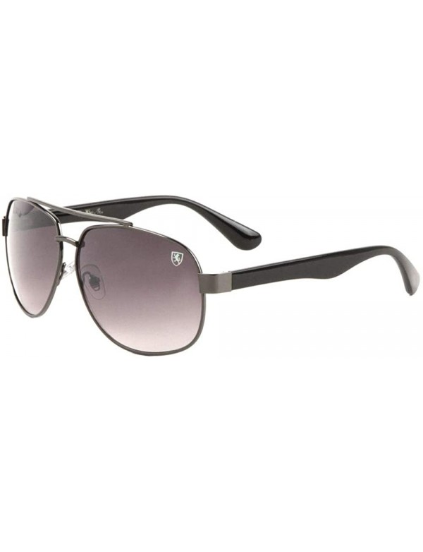 Aviator Thick Metal Frame Classic Aviator Sunglasses - Smoke Gunmetal - CF199H2DW6E $22.17