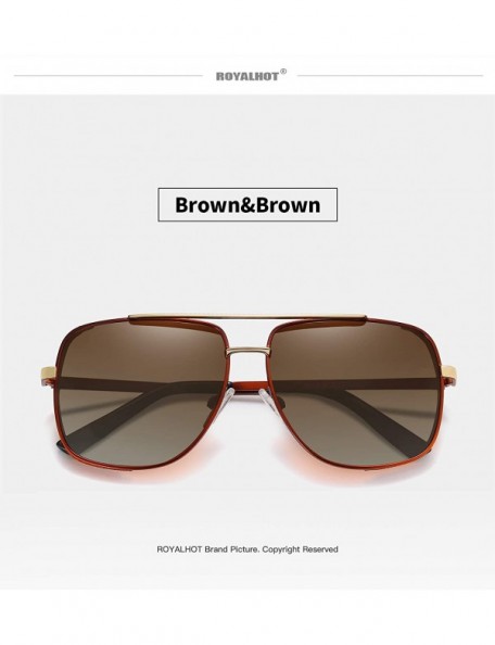 Square Polarized Square Sunglasses for Men Al-Mg Driving Sun Glasses Womens - Brown Brown - C91953XXRQT $18.28