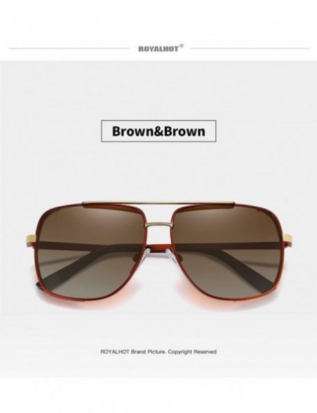 Square Polarized Square Sunglasses for Men Al-Mg Driving Sun Glasses Womens - Brown Brown - C91953XXRQT $18.28