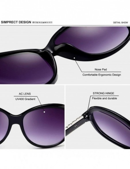 Oval Round Sunglasses Women 2019 Black Oversized Retro Vintage Big Sun Glasses Shades Zonnebril Dames - Point Purple - CR197A...