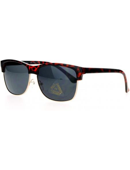 Rectangular Unisex Designer Fashion Sunglasses Half Rim Style Oval Rectangular - Tortoise - CB125FMQVMZ $12.51