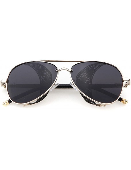 Aviator Metal Frame Cross Detail Fold-in Mesh Side Shield Aviator Sunglasses - Silver - CI185W9YYMA $36.53