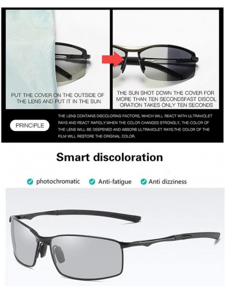 Oversized Polarized Photochromic Sunglasses Mens Driving Glasses Male Driver Safty Goggles - Gray Black - CR1985IL0GC $21.43