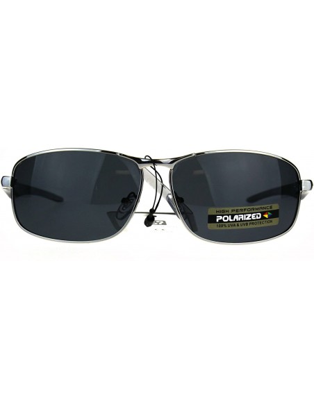 Sport Polarized Xloop Rectangular Metal Rim Warp Sport Mens Sunglasses - Silver Black - CU188HLEK9L $11.21