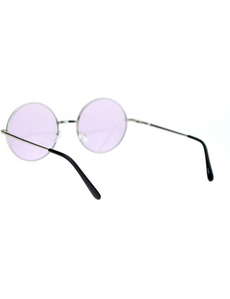 Round Color Lens Retro Vintage Style Round Circle Hippie Groovy Sunglasses - Purple - CF11WTJ2M99 $7.71