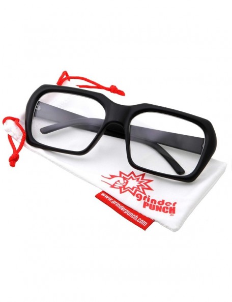 Rectangular XL Oversized Black Nerd Clear Glasses - Men and Women - Square Costume - Matte Black - CN18HY7XS6Q $9.11