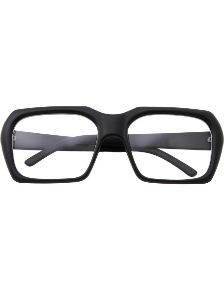 Rectangular XL Oversized Black Nerd Clear Glasses - Men and Women - Square Costume - Matte Black - CN18HY7XS6Q $9.11