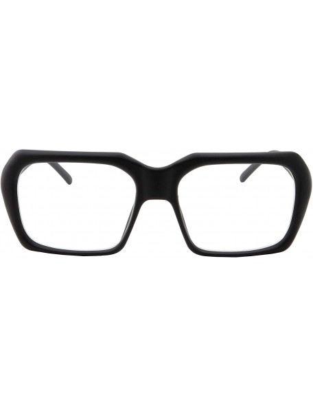 Rectangular XL Oversized Black Nerd Clear Glasses - Men and Women - Square Costume - Matte Black - CN18HY7XS6Q $9.11