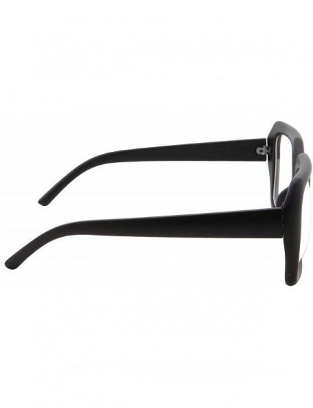 Rectangular XL Oversized Black Nerd Clear Glasses - Men and Women - Square Costume - Matte Black - CN18HY7XS6Q $9.11