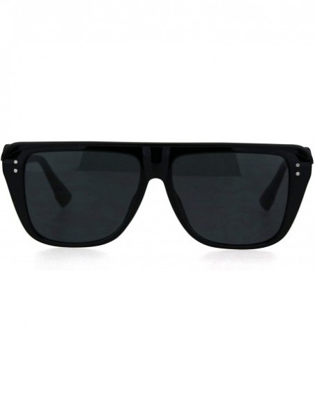 Rectangular Top Visor Shade Rectangular Plastic Racer Retro Funk Sunglasses - All Black - C918I4D6ZD4 $12.30