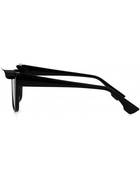 Rectangular Top Visor Shade Rectangular Plastic Racer Retro Funk Sunglasses - All Black - C918I4D6ZD4 $12.30