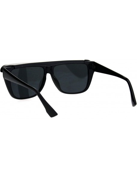 Rectangular Top Visor Shade Rectangular Plastic Racer Retro Funk Sunglasses - All Black - C918I4D6ZD4 $12.30