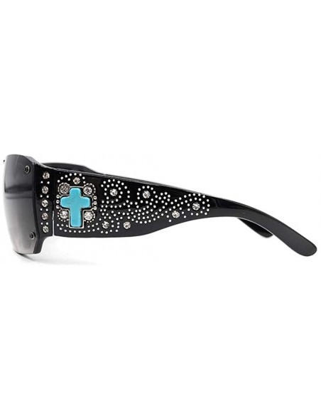 Wayfarer Wayfarer Rhinestone Sunglasses For Women Western UV 400 Protection Shades With Bling - CR19DEUEKLI $20.74