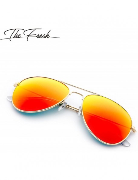 Oversized Classic Metal Frame Mirror Lens Aviator Sunglasses with Gift Box - 08-gold - CF185K80QG2 $12.48