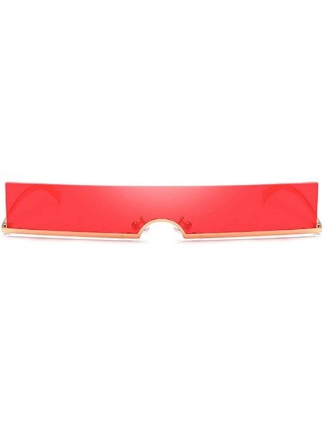 Square Unisex Fashion Frameless Candy Colors Plastic Lenses Sunglasses UV400 - Red - CP18NKS720C $13.25