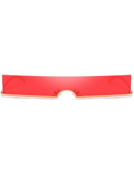 Square Unisex Fashion Frameless Candy Colors Plastic Lenses Sunglasses UV400 - Red - CP18NKS720C $13.25