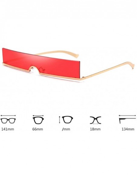 Square Unisex Fashion Frameless Candy Colors Plastic Lenses Sunglasses UV400 - Red - CP18NKS720C $13.25