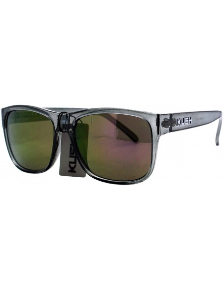 Square KUSH Unisex Sunglasses Slate Gray Square Frame Mirror Lens UV 400 - Gray (Purple Mirror) - C2186SSWSET $11.59