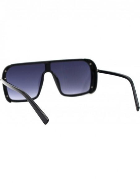 Square Mens Fashion Sunglasses Side Cover Square Flat Top Designer Shades UV 400 - Black Gunmetal (Smoke) - C7194INR3WS $14.27