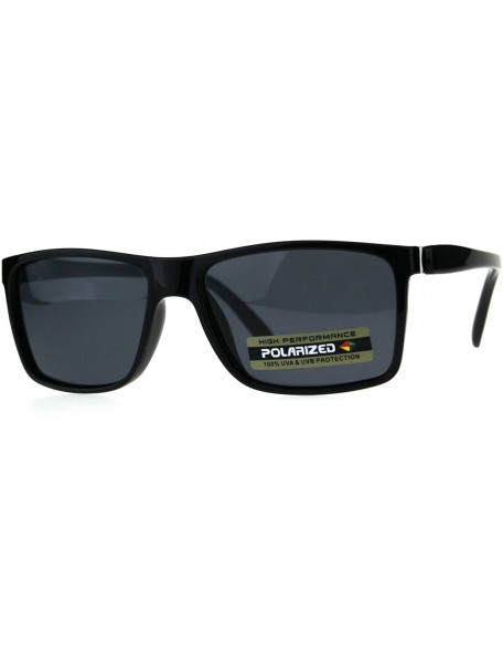 Rectangular Polarized Antiglare Rectangular Mod Minimal Mens Designer Sunglasses - Shiny Black - CS18C546HUU $10.12