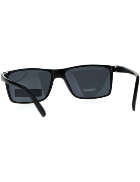 Rectangular Polarized Antiglare Rectangular Mod Minimal Mens Designer Sunglasses - Shiny Black - CS18C546HUU $10.12