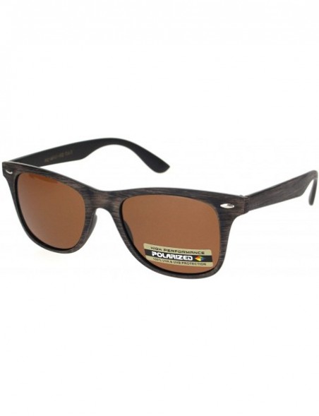 Rectangular Mens Polarized Hipster Wood Grain Print Plastic Rectangular Sunglasses - Brown Wood Brown - CF18ONTE6QM $15.07