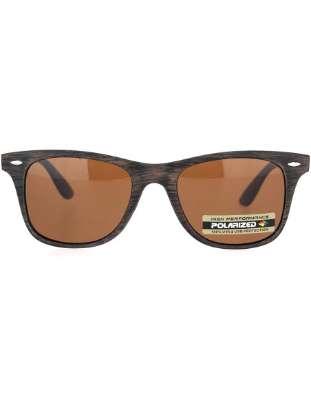 Rectangular Mens Polarized Hipster Wood Grain Print Plastic Rectangular Sunglasses - Brown Wood Brown - CF18ONTE6QM $15.07