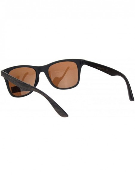 Rectangular Mens Polarized Hipster Wood Grain Print Plastic Rectangular Sunglasses - Brown Wood Brown - CF18ONTE6QM $15.07