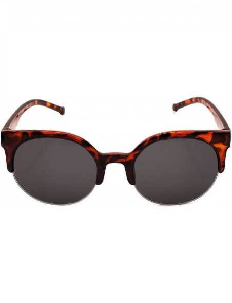 Round Sunglasses in Tort - Half Frames Tortoise Shell Animal Print Men's Women's - CS183N6ERME $25.89