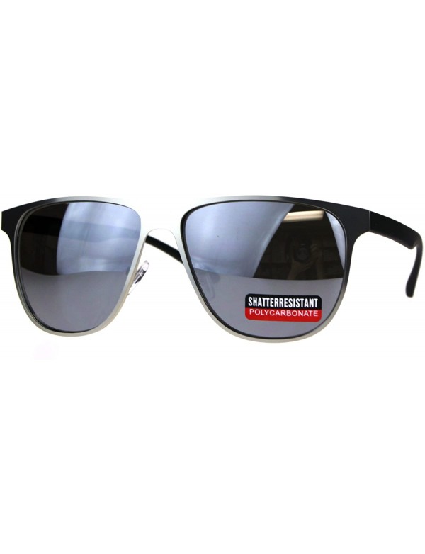 Sport Mens Metal Frame Horned Rim Hipster Sport Sunglasses - Silver Mirror - C5180SWY9ZU $12.36