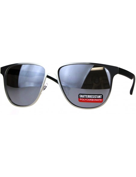 Sport Mens Metal Frame Horned Rim Hipster Sport Sunglasses - Silver Mirror - C5180SWY9ZU $12.36