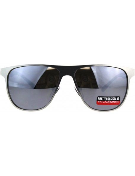 Sport Mens Metal Frame Horned Rim Hipster Sport Sunglasses - Silver Mirror - C5180SWY9ZU $12.36