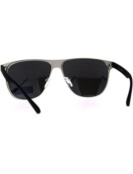 Sport Mens Metal Frame Horned Rim Hipster Sport Sunglasses - Silver Mirror - C5180SWY9ZU $12.36