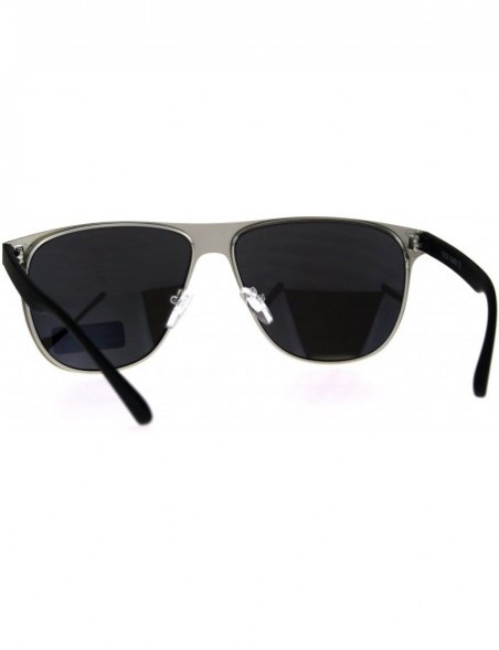 Sport Mens Metal Frame Horned Rim Hipster Sport Sunglasses - Silver Mirror - C5180SWY9ZU $12.36