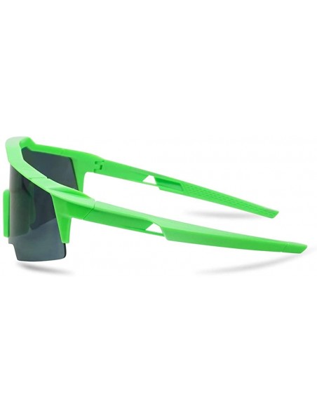 Semi-rimless Oversized Wrap Around Reflective Mirrored Performance Sports Colored Frame Sunglasses for Men and Women - CH18Z5...