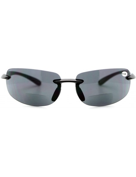 Rectangular Bifocal Magnification Lens Sunglasses Rimless Rectangular Fashion UV 400 - Black - C4189DZ4EZU $11.80