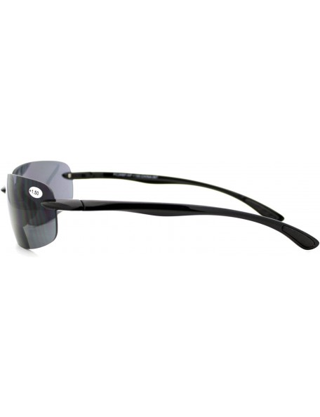 Rectangular Bifocal Magnification Lens Sunglasses Rimless Rectangular Fashion UV 400 - Black - C4189DZ4EZU $11.80