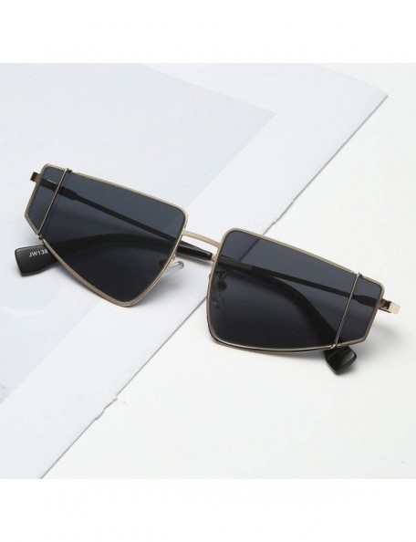 Aviator Fashion Men Women Irregular Shape Sunglasses Glasses Vintage Retro Style Luxury Accessory (Black) - Black - CD195N256...