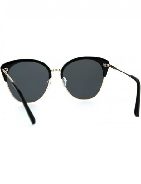 Butterfly Womens Designer Fashion Sunglasses Accent Top Round Butterfly Frame - Black Gold (Black) - CB186ZEINKI $8.82