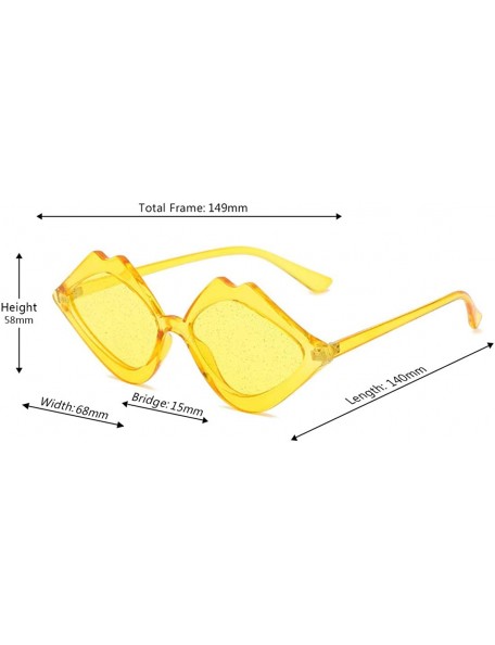 Rectangular Fashion Lips Frame Oversized Plastic Lenses Sunglasses for Women UV400 - Yellow - CG18N0XZ22A $9.12