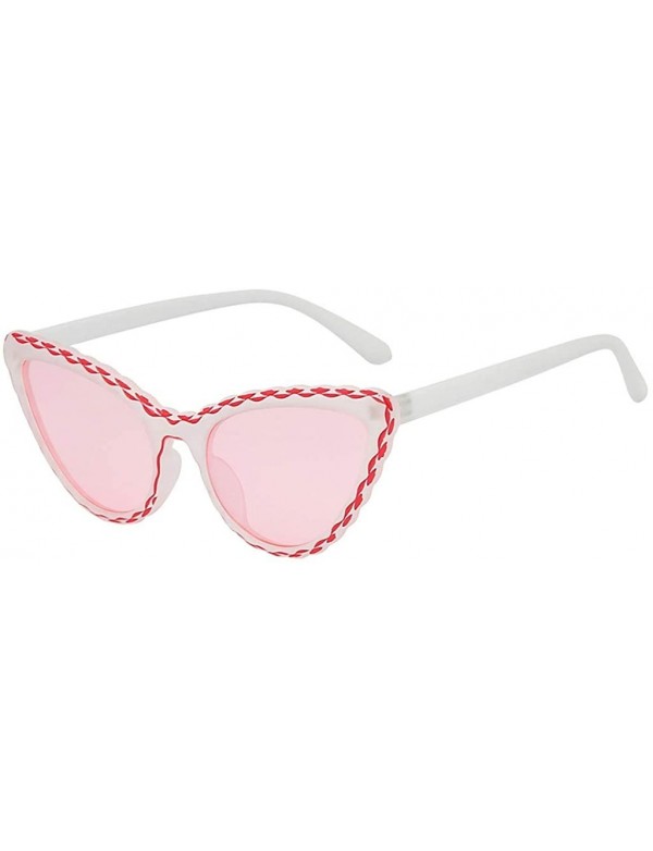 Cat Eye Lady Cat Eye Sunglasses Striped Sunglasses Personality Sunglasses - C - C018TL36GQA $10.10