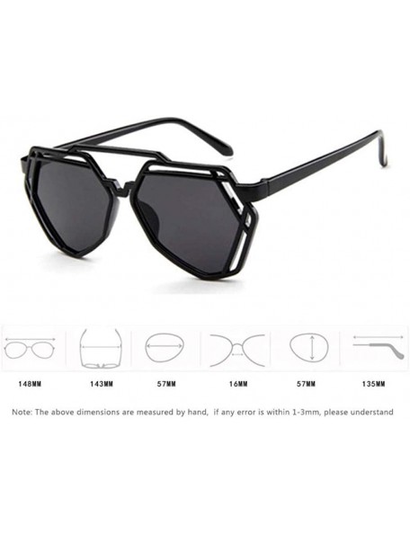 Aviator Fashion Polygon Women Sunglasses UV400 Oculos De Sol Brand C8 Black Green - C5 Black Gold - CC18YZW59EN $11.08