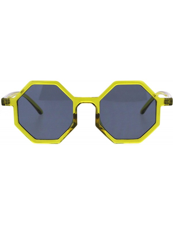 Square Pimp Octagon Squared Hippie Plastic Sunglasses - Olive Yellow Black - CK18HD9H9ZR $12.41