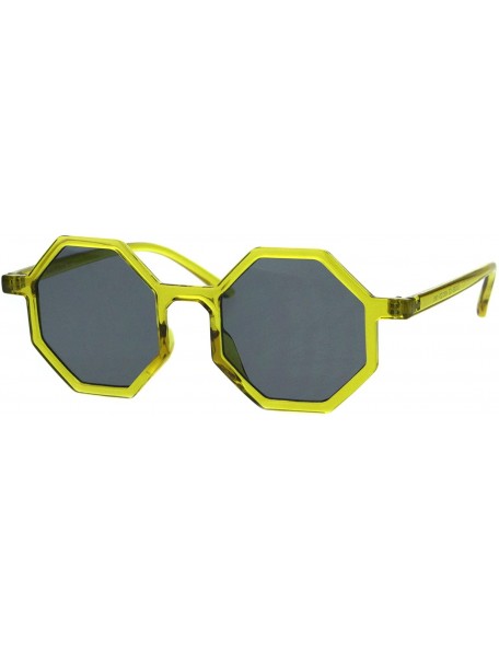 Square Pimp Octagon Squared Hippie Plastic Sunglasses - Olive Yellow Black - CK18HD9H9ZR $12.41