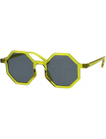 Square Pimp Octagon Squared Hippie Plastic Sunglasses - Olive Yellow Black - CK18HD9H9ZR $12.41