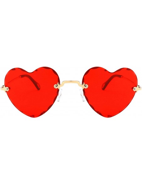 Oversized Vintage style Heart Sunglasses for Women metal PC UV 400 Protection Sunglasses - Red - CZ18SZUHQEK $20.22